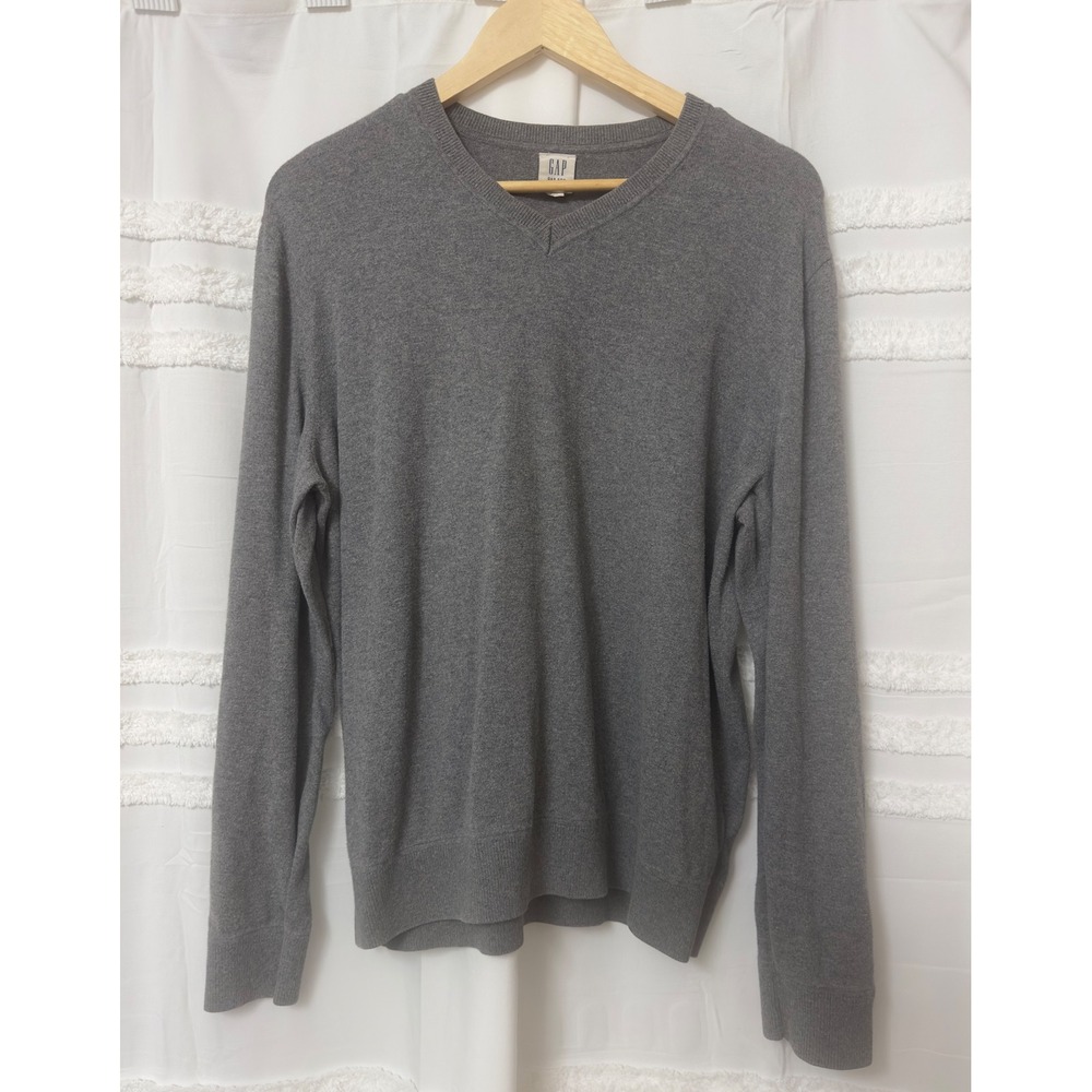 Vintage Gap Womens Gray V-Neck Long Sleeve Knit Sweater Size Large L‎ Heathered